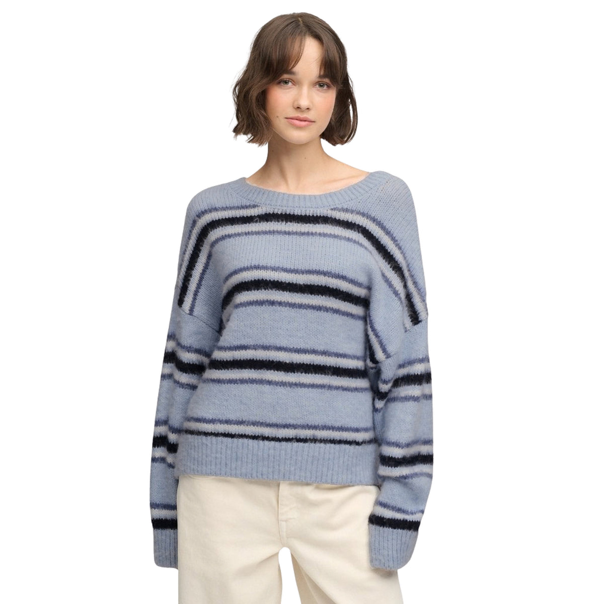 SUPERDRY SLOUCHY BRUSH STRIPE KNIT - Azzurro - immagine principale