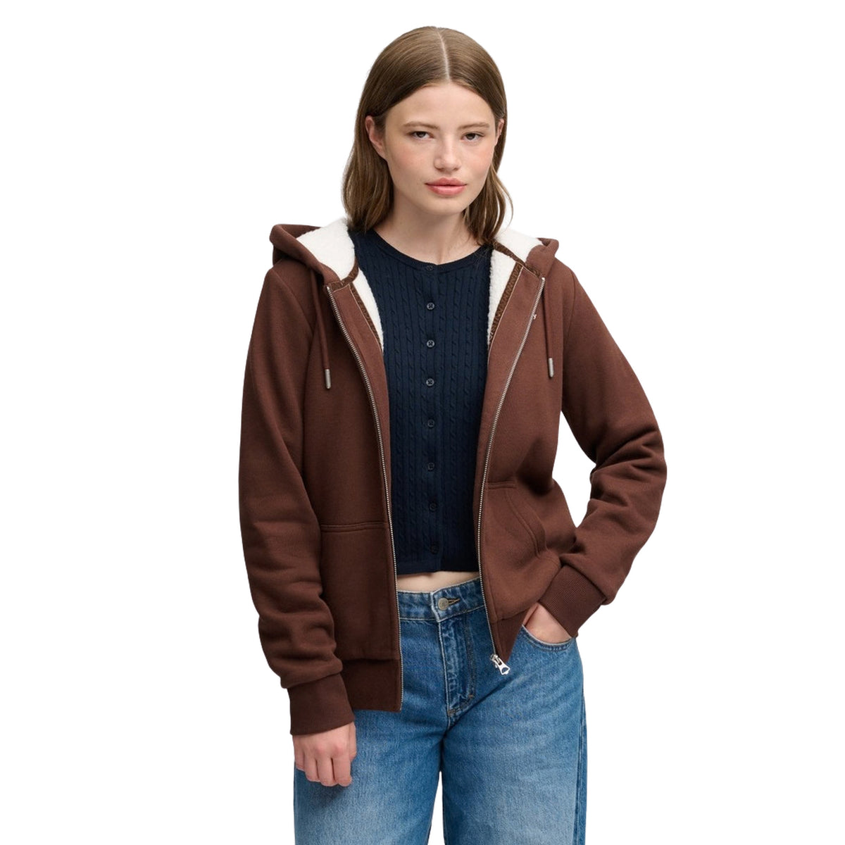SUPERDRY SIGNATURE EMB BORG HOODY