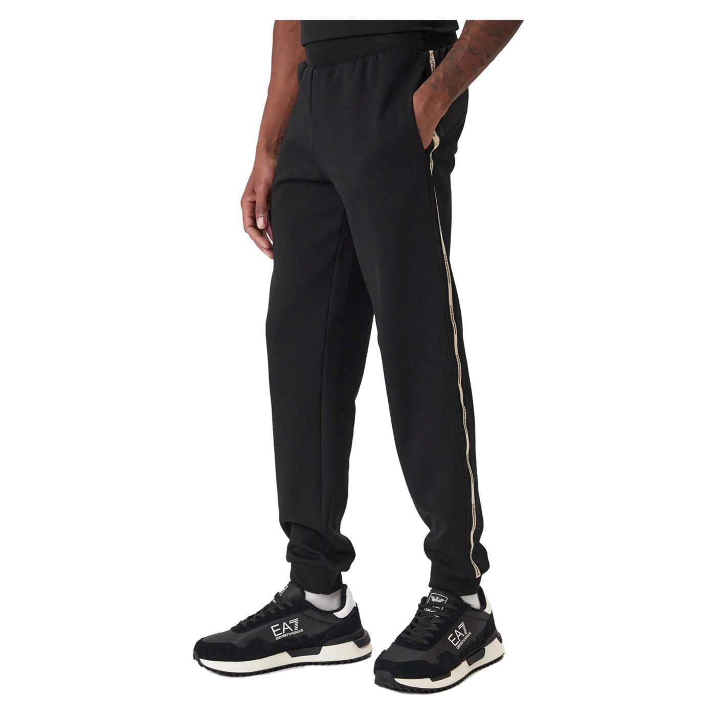 EMPORIO ARMANI 7 EA7 TRAIN LOGO TAPE PANTS - C1-nero - immagine principale