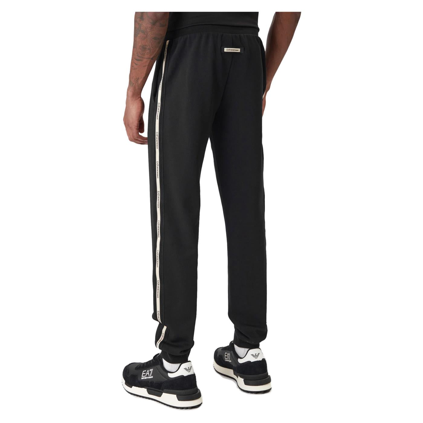 EMPORIO ARMANI 7 EA7 TRAIN LOGO TAPE PANTS - C1-nero - vista 2
