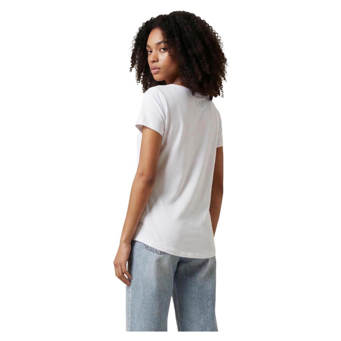 EMPORIO ARMANI 7 EA7 LOGO W HANDWRITTEN TEE - Bianco - vista 2