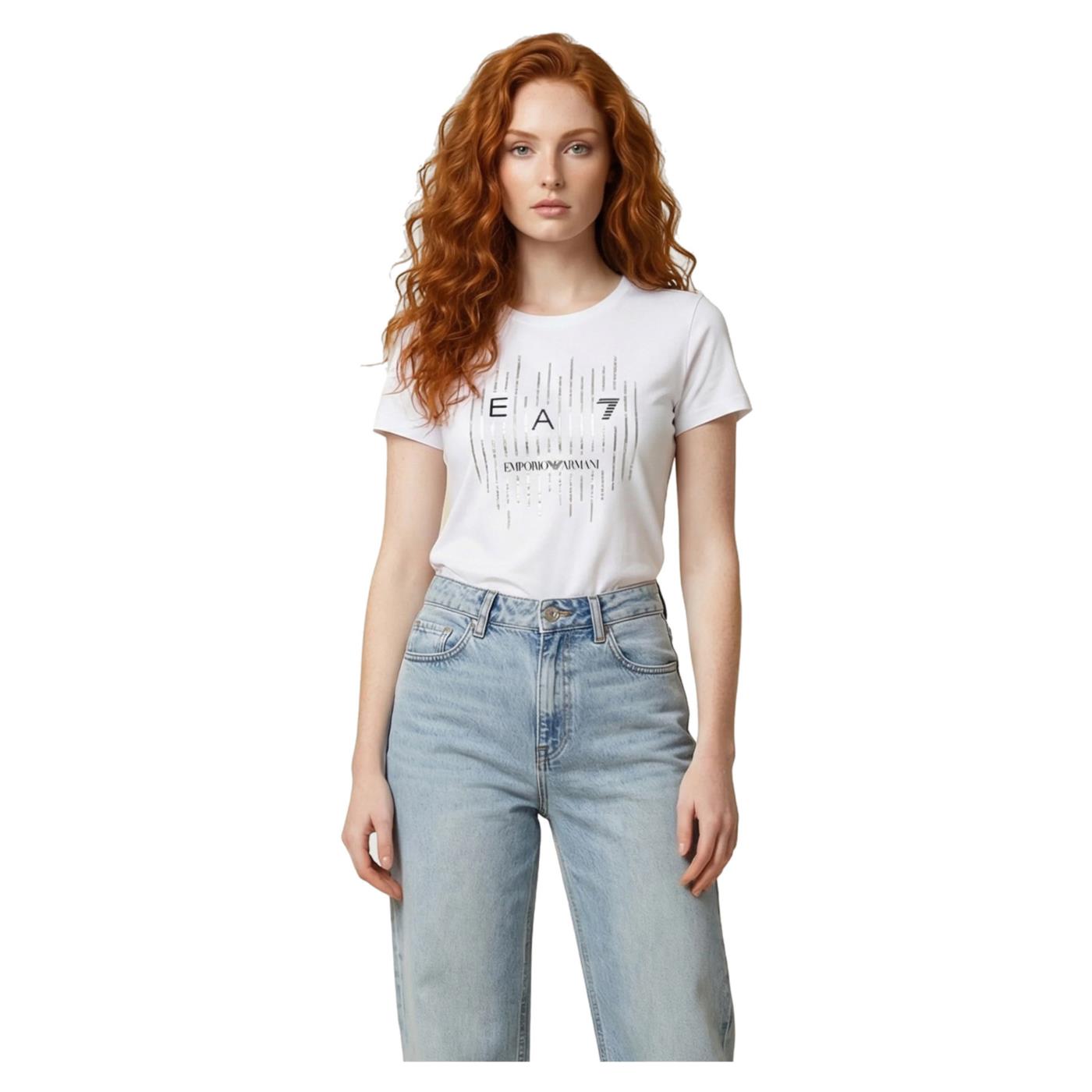 EMPORIO ARMANI 7 EA7 W TEE LETTERS CROSSOVER - Bianco - immagine principale