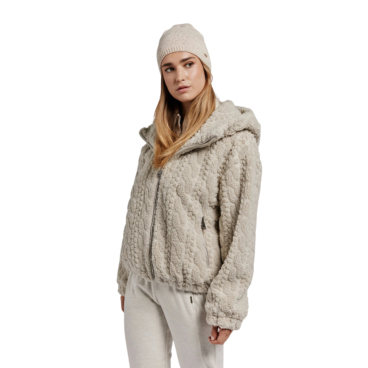 FREDDY FAKE FUR JACKET FZ HOODY - Beige - immagine principale