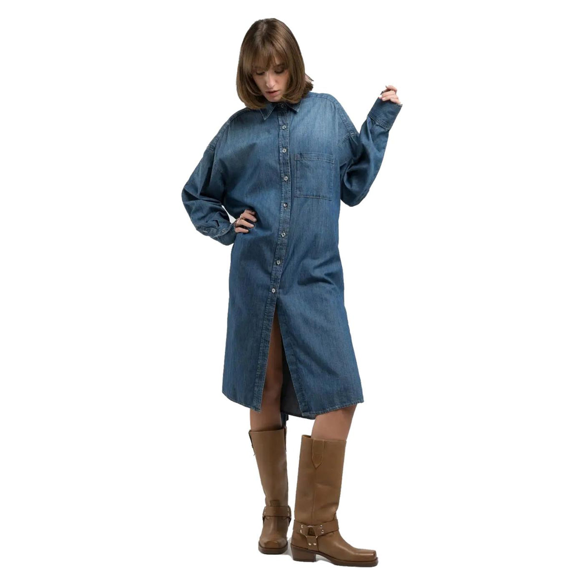 REPLAY ABITO CHEMISIER MID DENIM