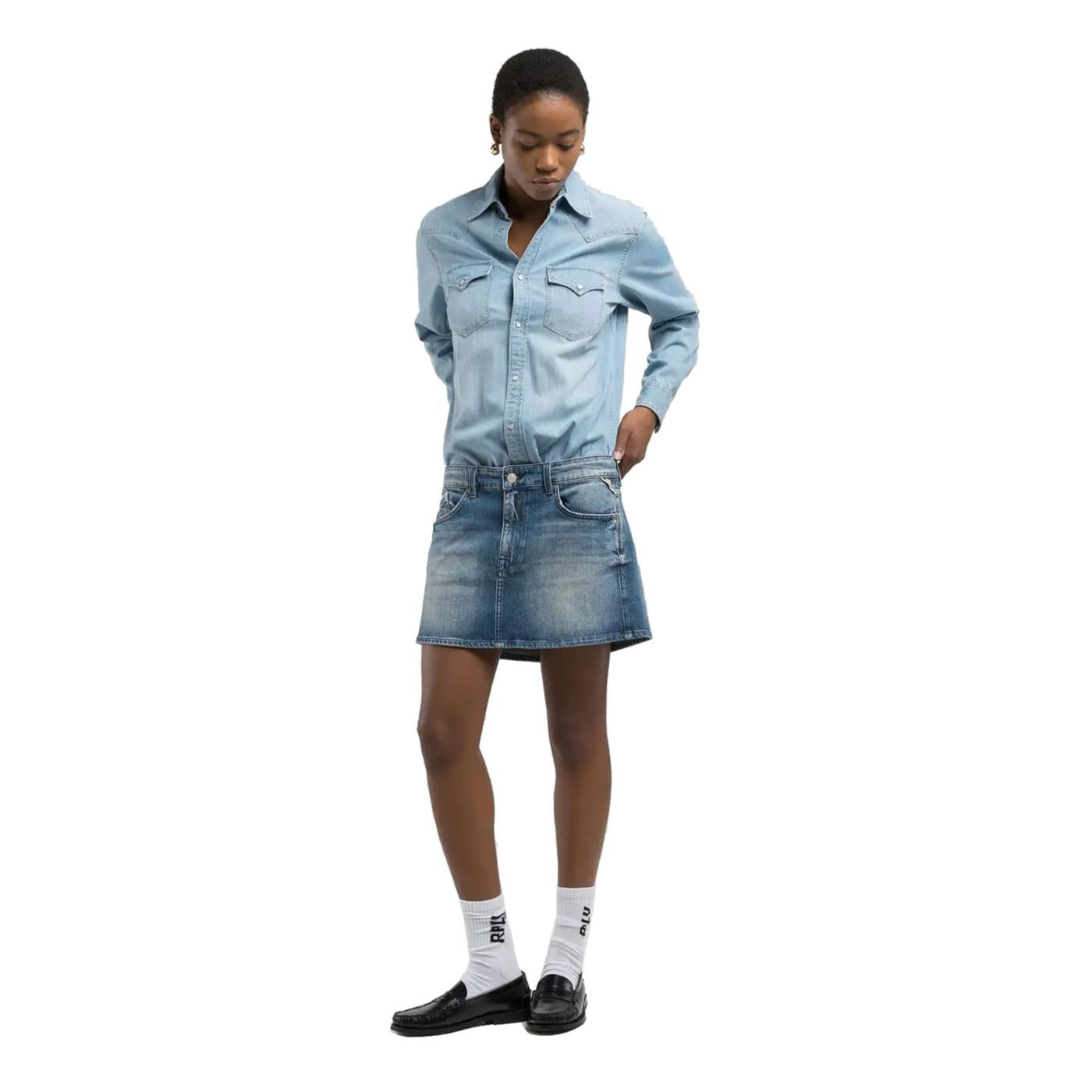 REPLAY VESTITO IN MIX DI DENIM