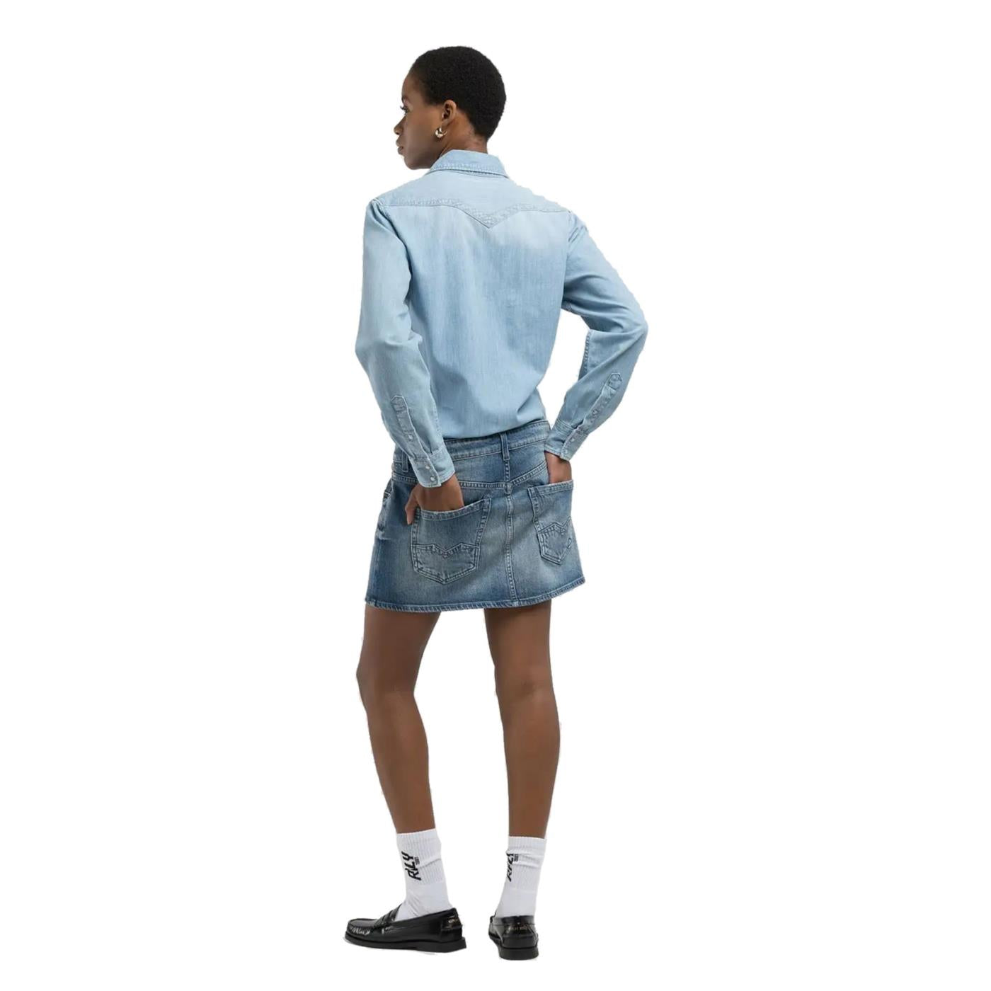 REPLAY VESTITO IN MIX DI DENIM