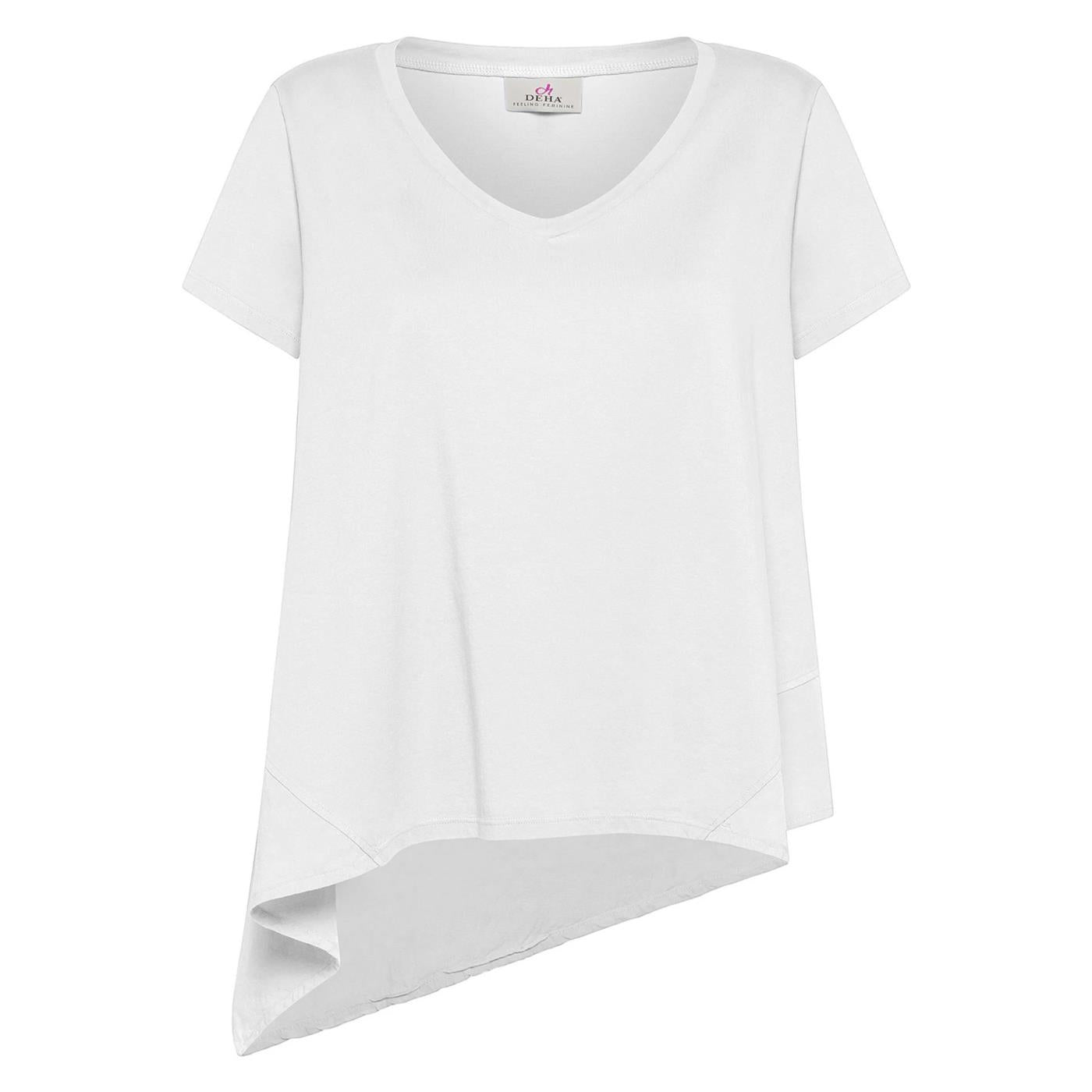 DEHA T-SHIRT WITH LINEN INSERTS