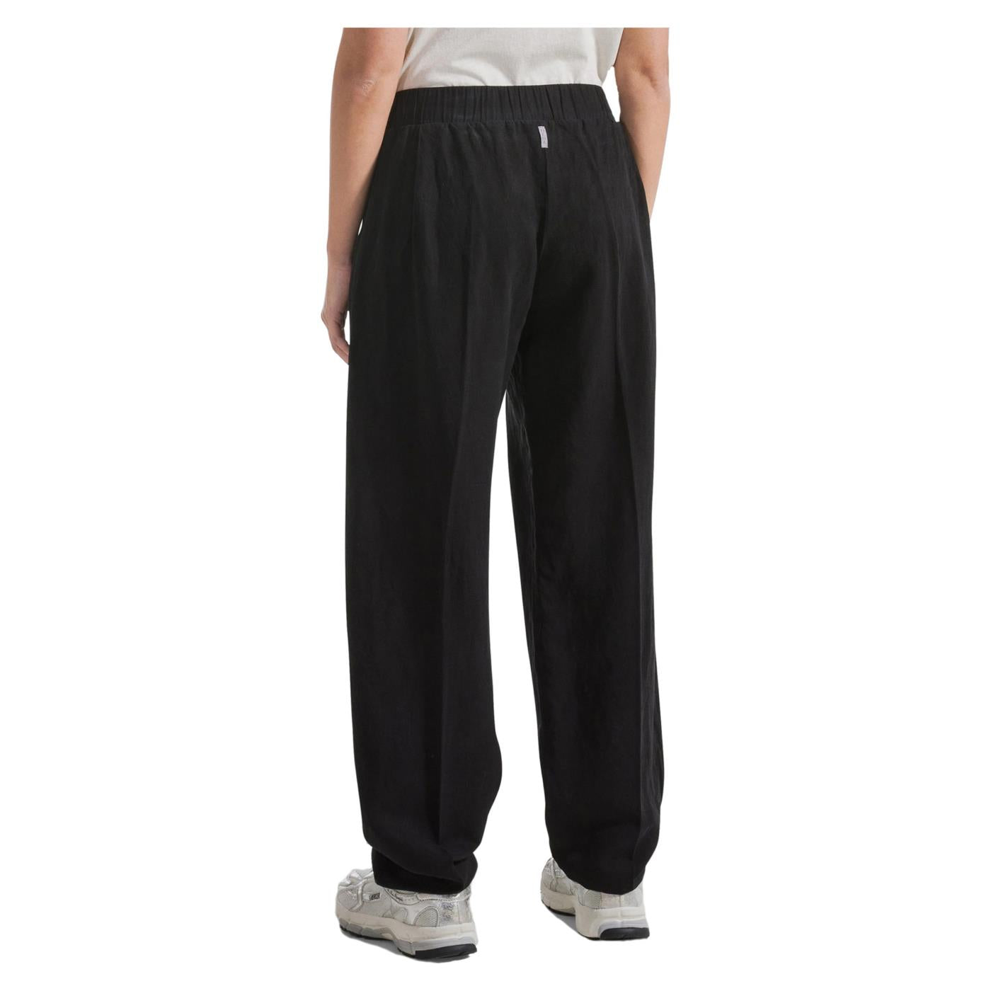 DEHA PANTALONE MISTO LINO - Nero - vista 2