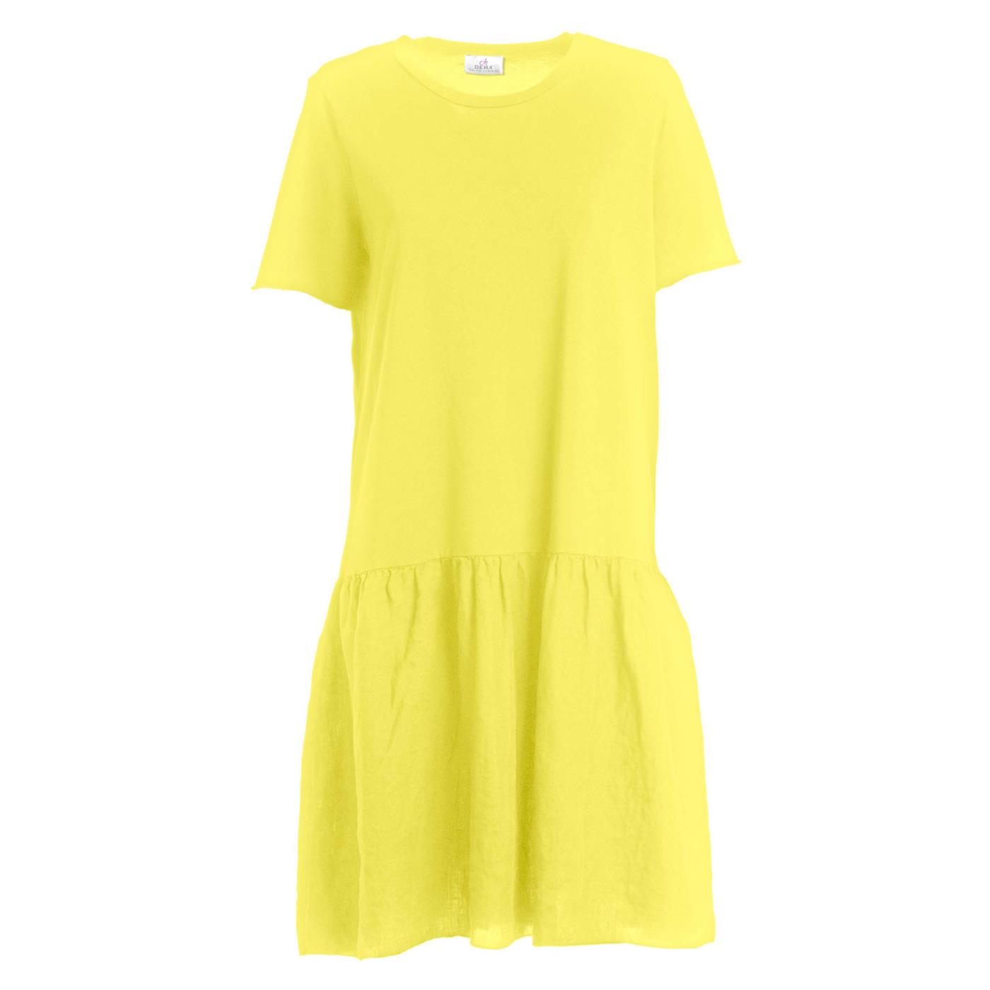 DEHA LINEN DRESS WITH RUFFLE