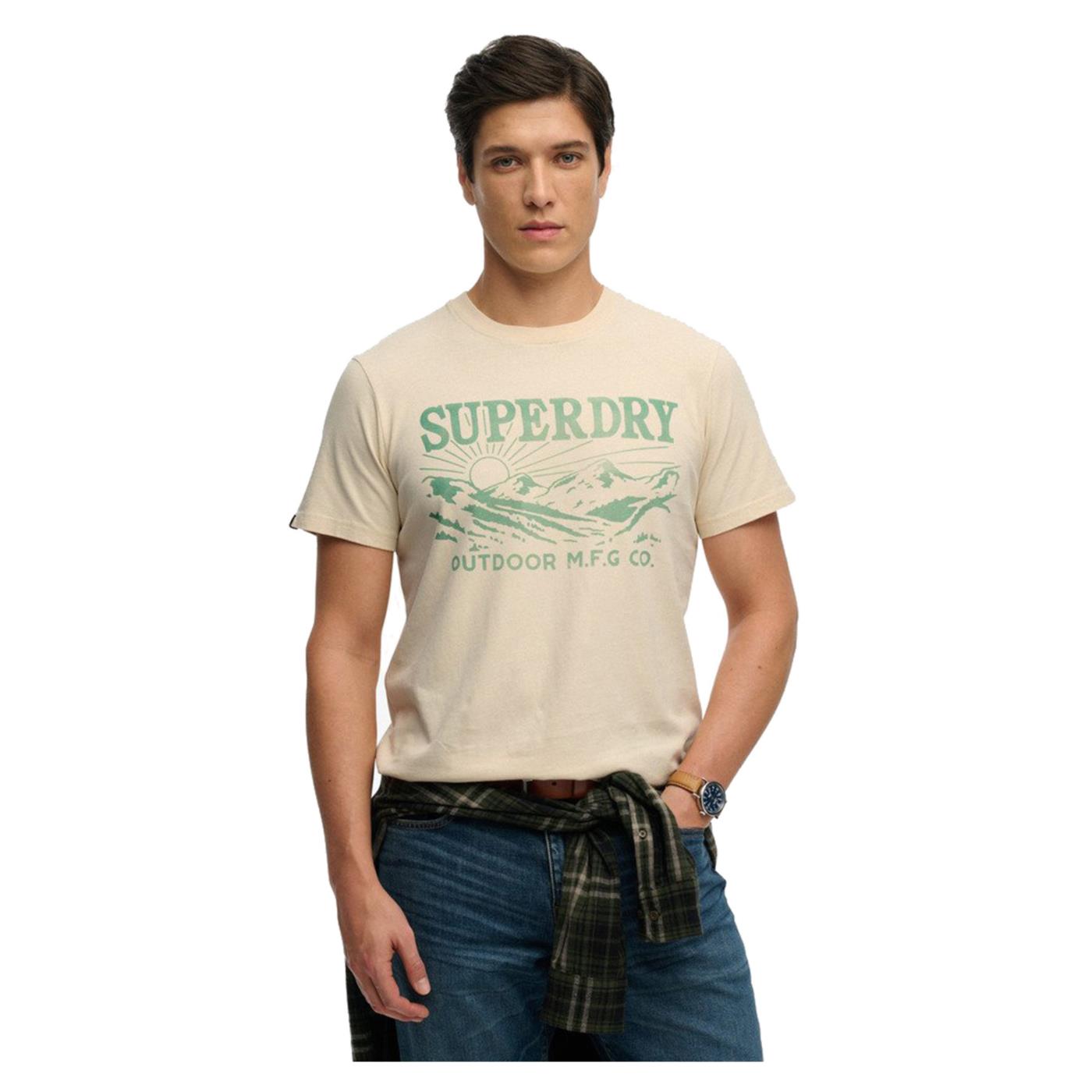 SUPERDRY RETRO OUTDOOR RLXD TEE - Beige - immagine principale