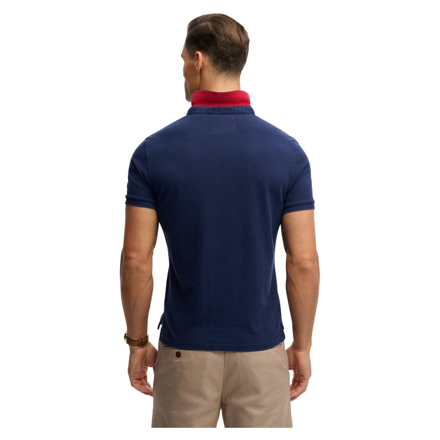 SUPERDRY PIQUE MONOGRAM POLO - Blu - vista 2