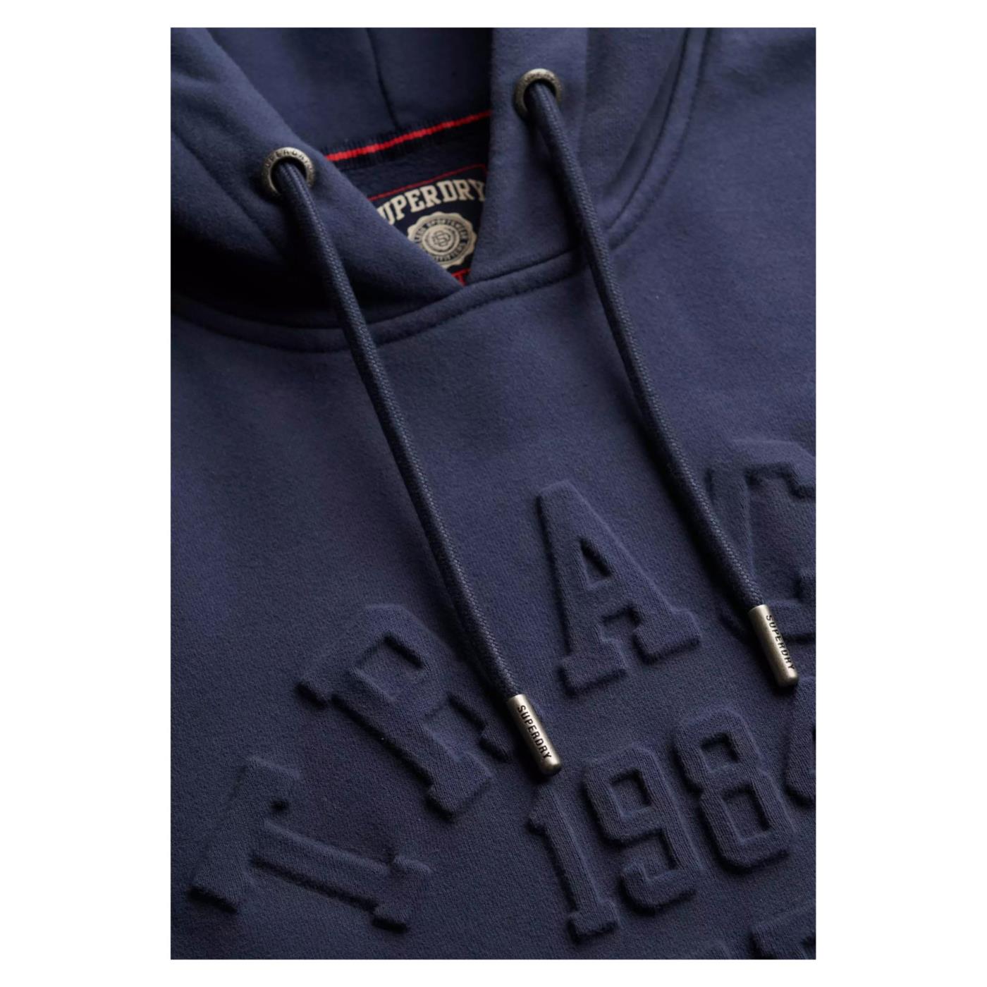 SUPERDRY ATHLETIC EMBOSS RLXD HOOD - Blu - vista 2