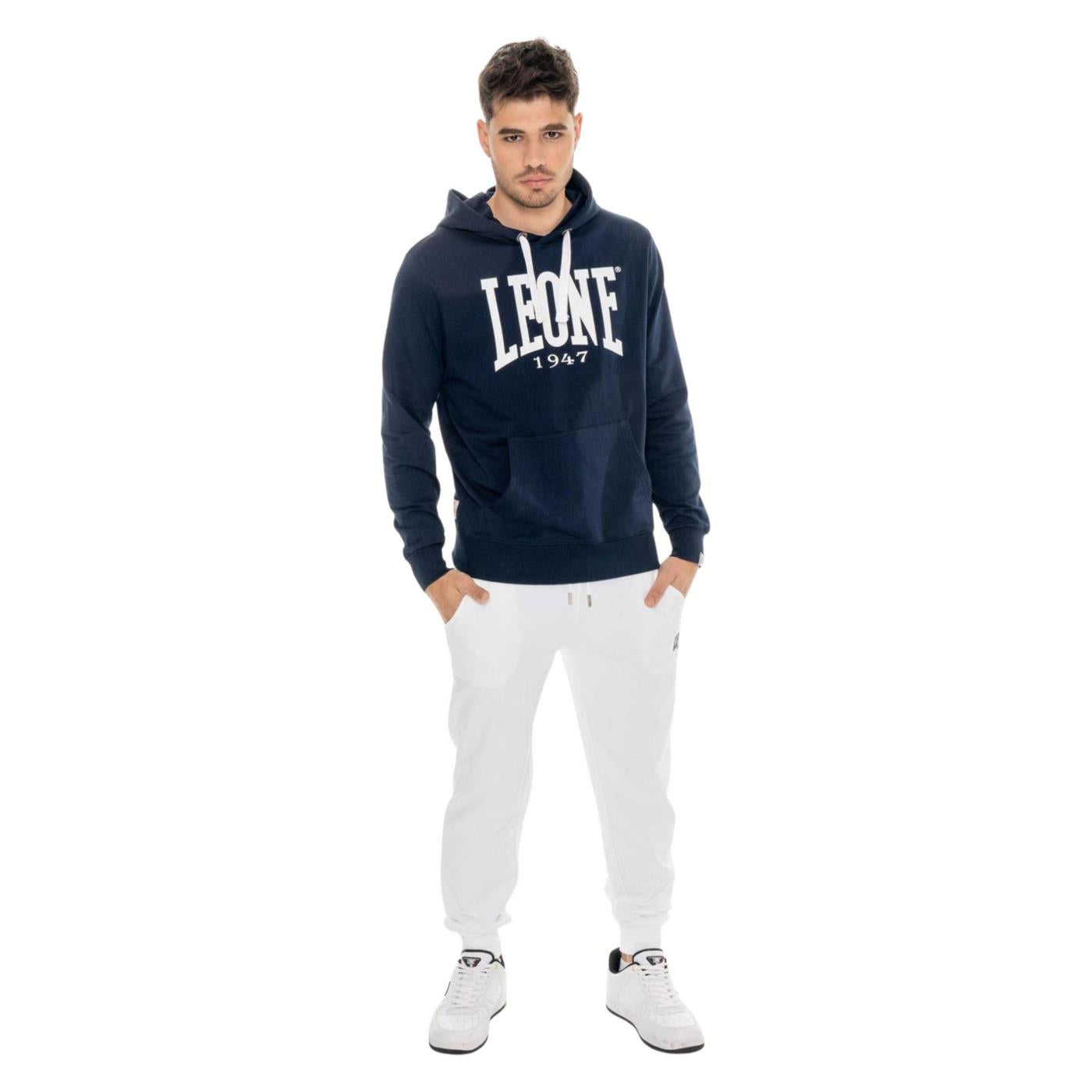 LEONE FELPA CAPPUCCIO BIG LOGO - Blu - vista 4