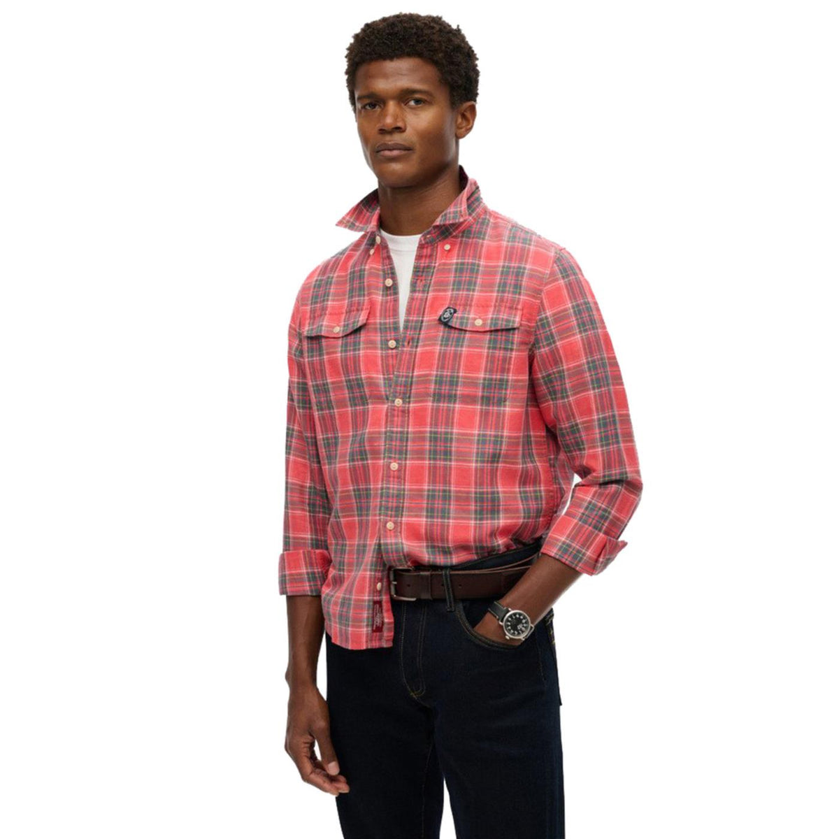 SUPERDRY MERCHANT LINEN CHECK SHIR - seconda immagine