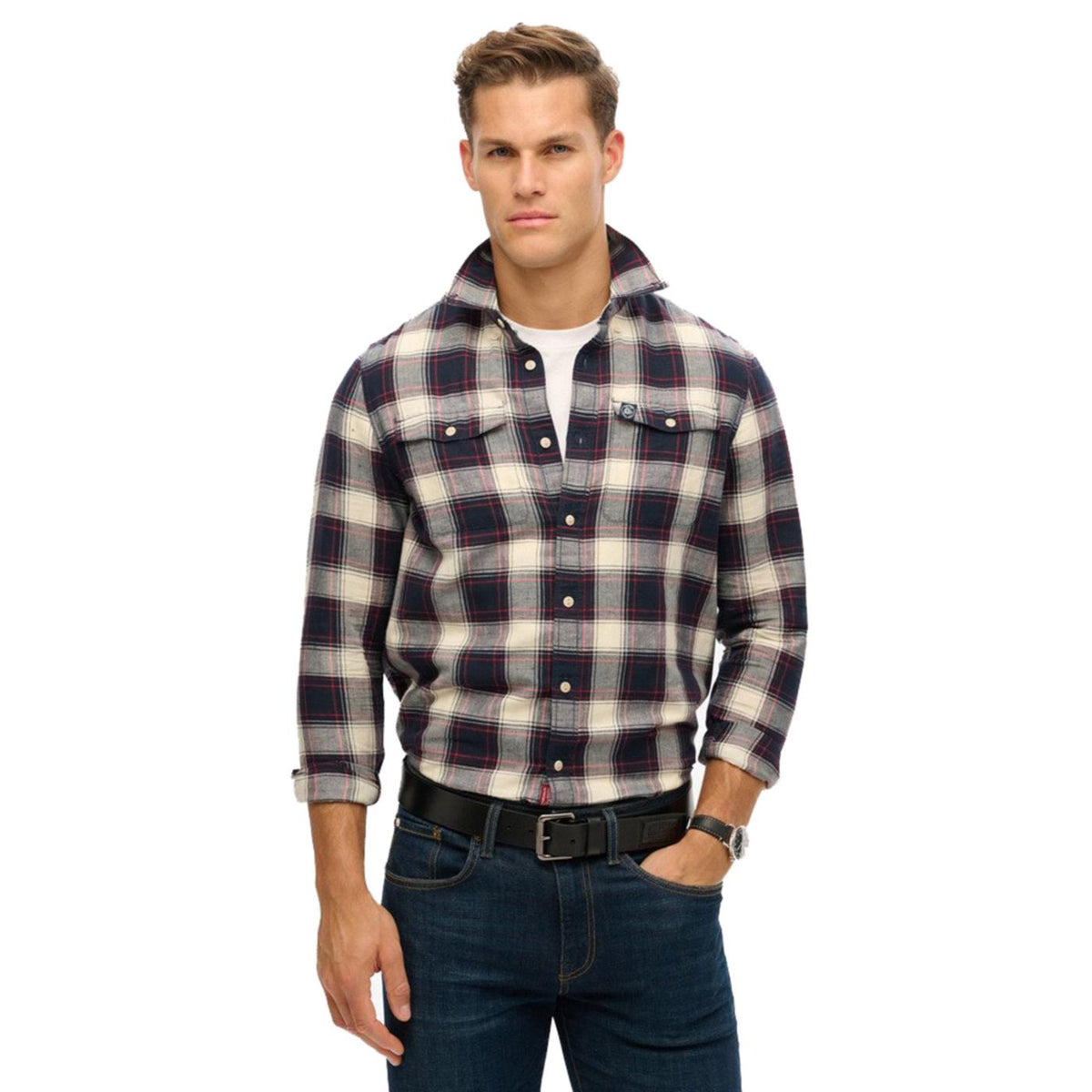 SUPERDRY MERCHANT LINEN CHECK SHIR - seconda immagine
