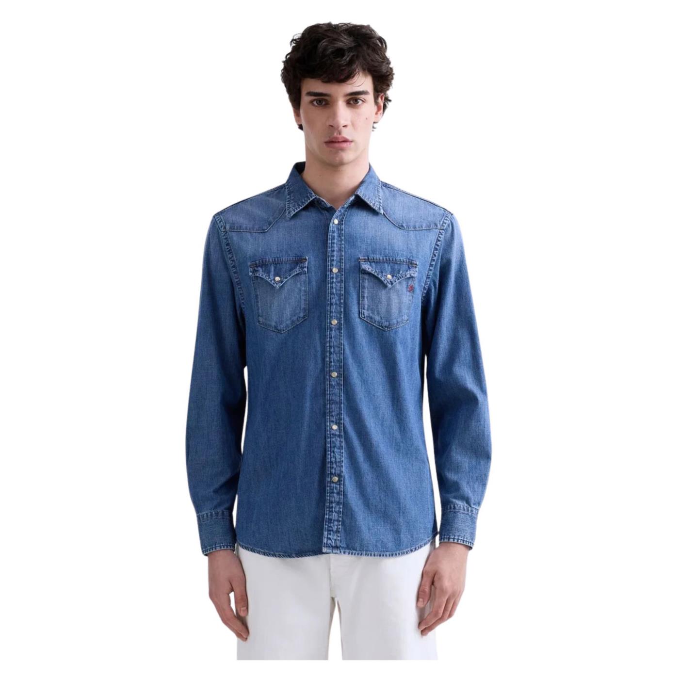 REPLAY CAMICIA WESTERN IN DENIM - Denim - immagine principale