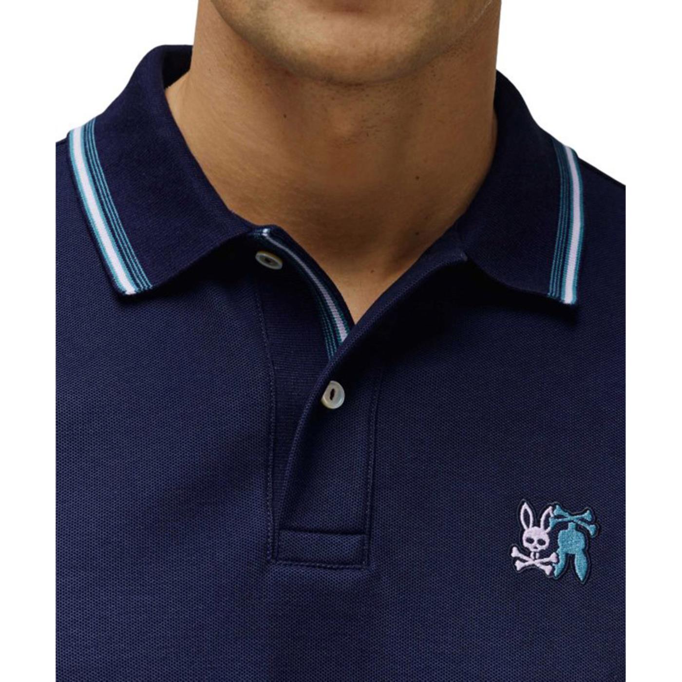 PSYCHO BUNNY CEDRIC PIQUE POLO - Blu - vista 2