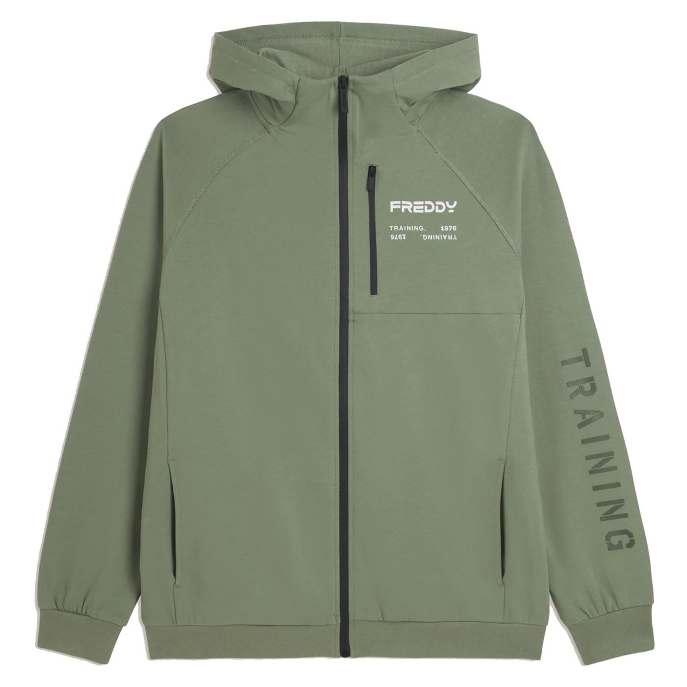 FREDDY FELPA HOODIE FZ STRETCH - Militare - immagine principale
