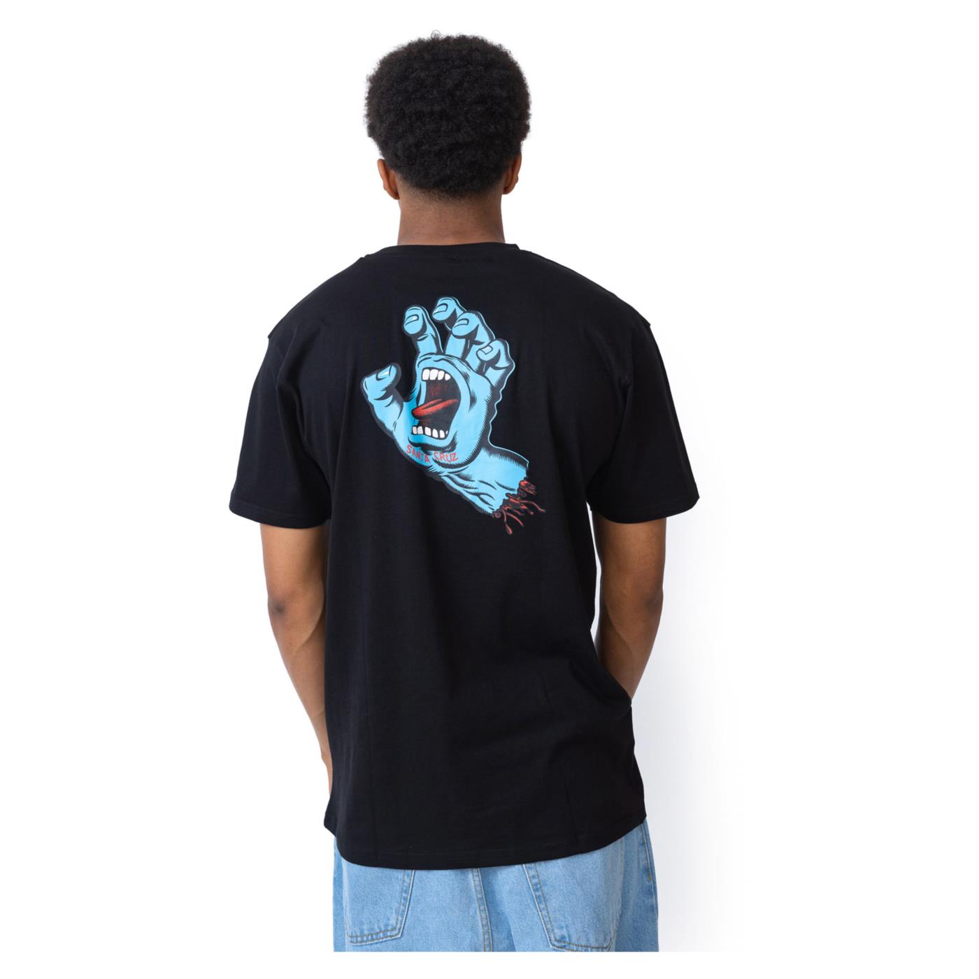 SANTA CRUZ SCREAMING HAND CHEST TEE - Nero - vista 2