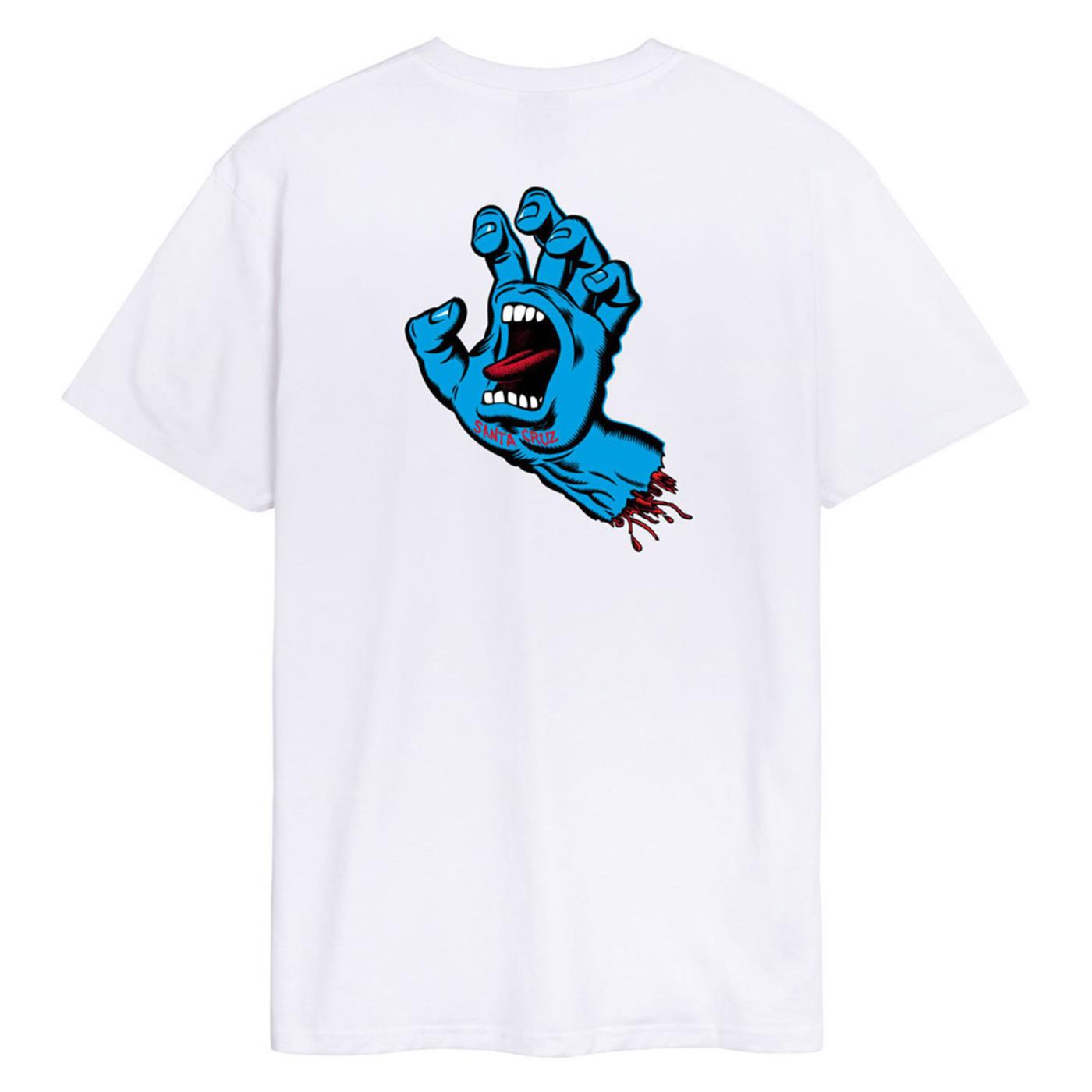 SANTA CRUZ SCREAMING HAND CHEST TEE - Bianco - vista 3