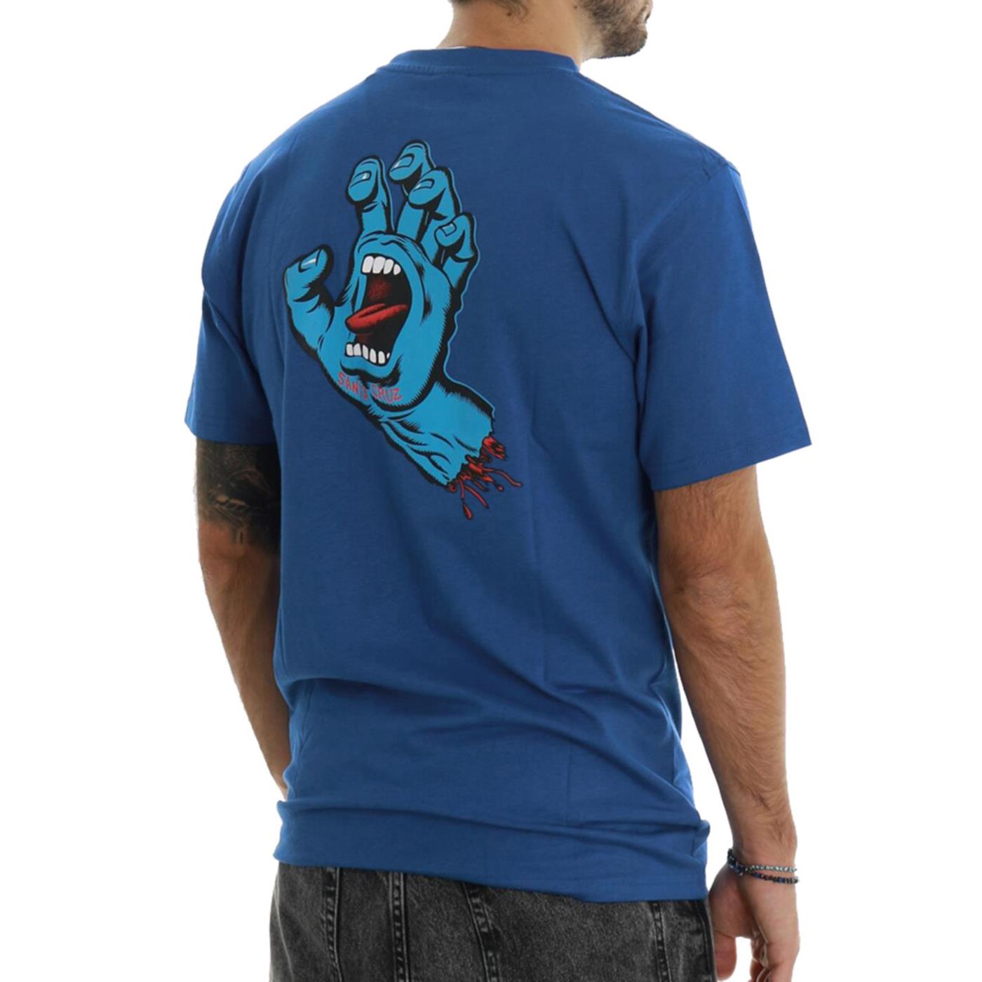 SANTA CRUZ SCREAMING HAND CHEST TEE - Blu Royal - vista 2