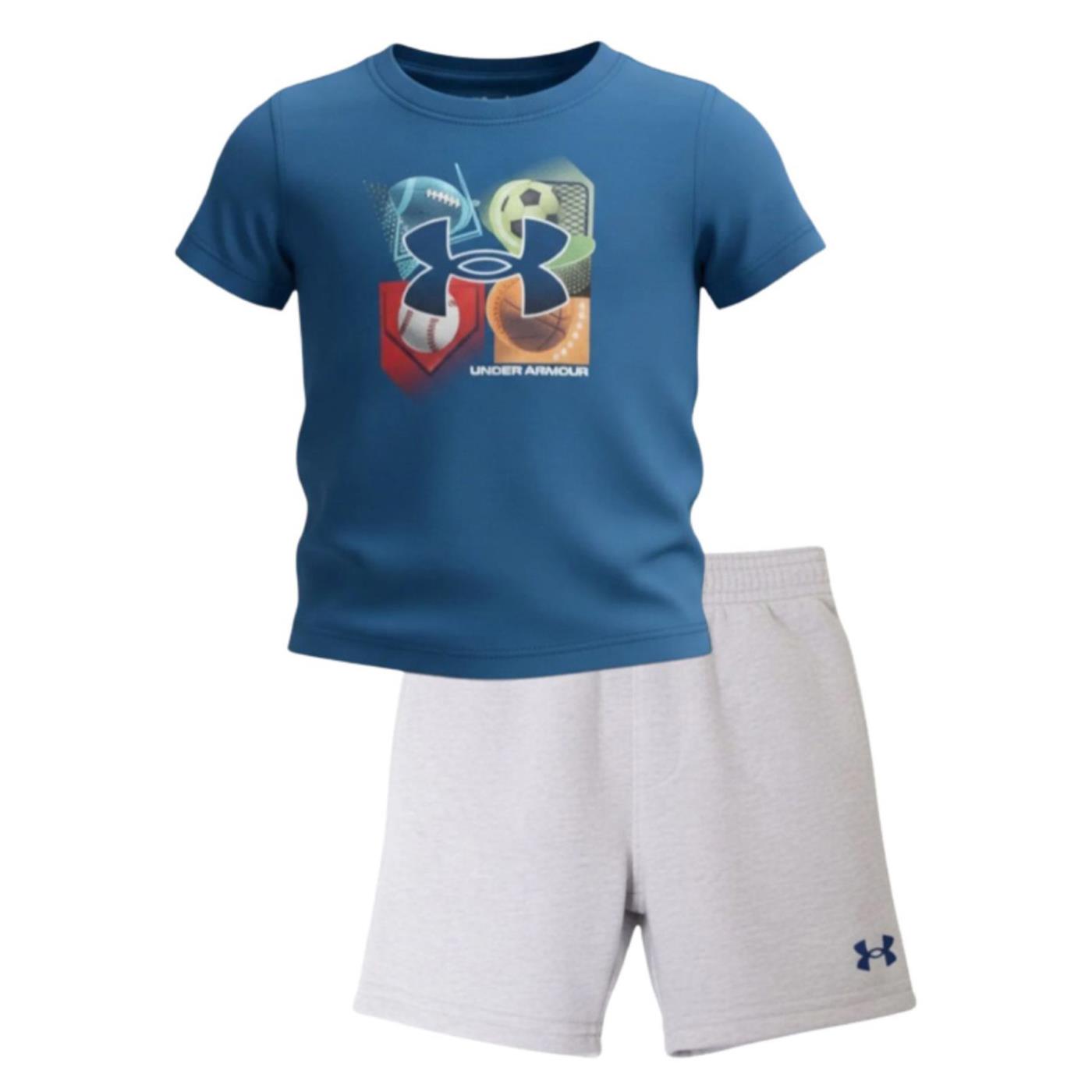 UNDER ARMOUR JR TERRY BALLER SHORT SET - Blu - immagine principale