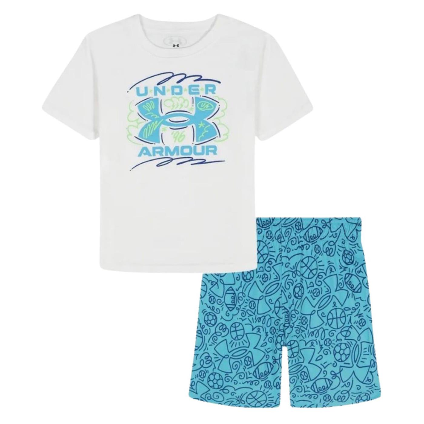 UNDER ARMOUR JR PRINTED BIKE SHORT SET - Bianco - immagine principale