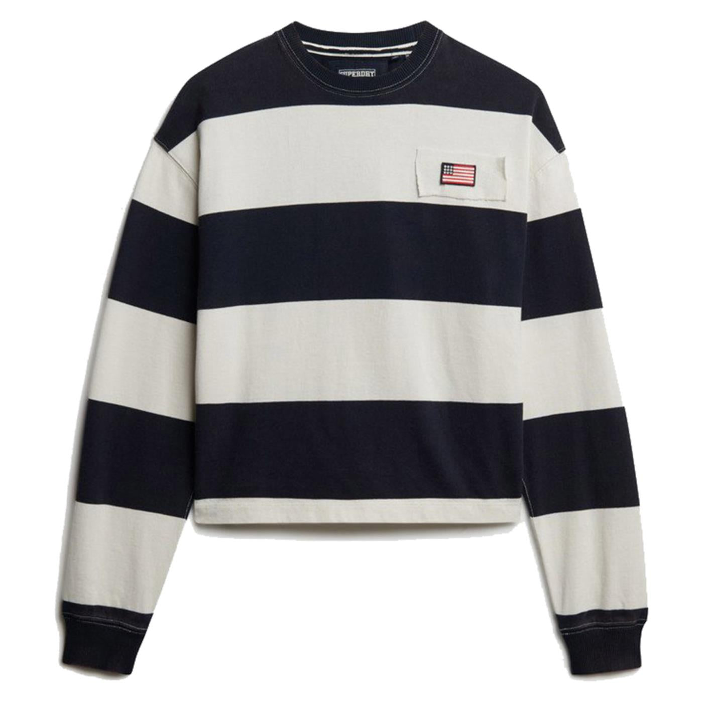 SUPERDRY STRIPE SLOUCHY W CREW - Blu - immagine principale