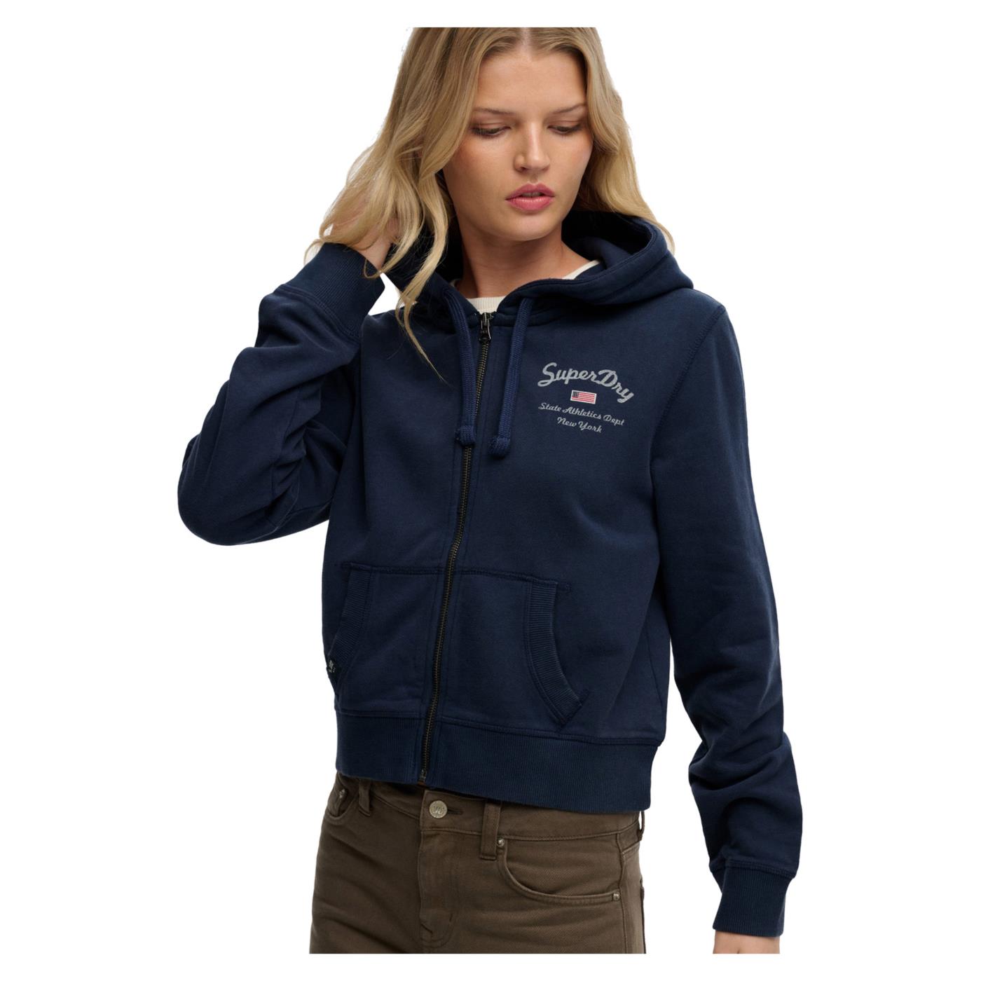 SUPERDRY RELAXED CROP ZIP HOODIE - Blu - immagine principale