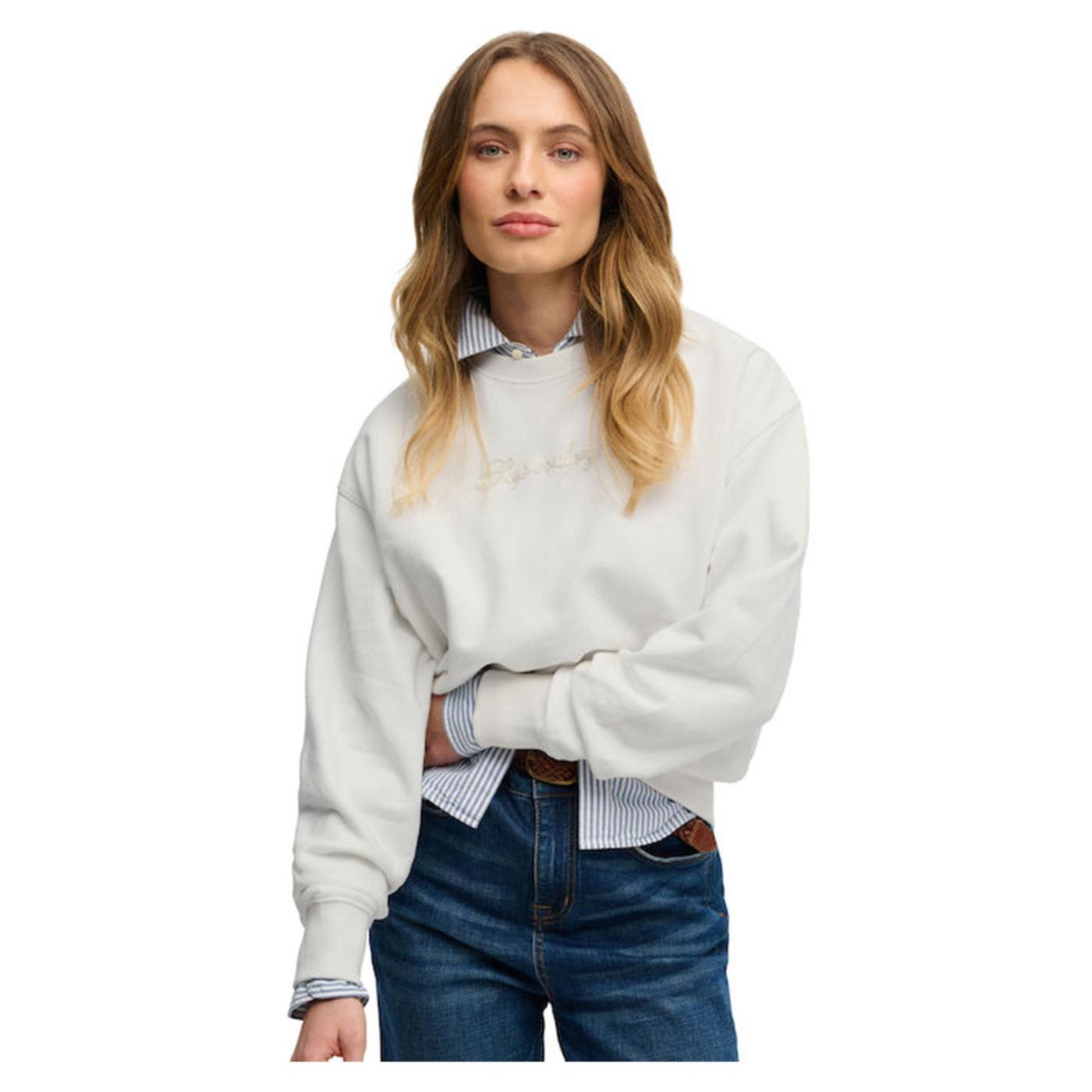 SUPERDRY SCRIPT BRAND LOOSE CREW - Grigio chiaro - immagine principale