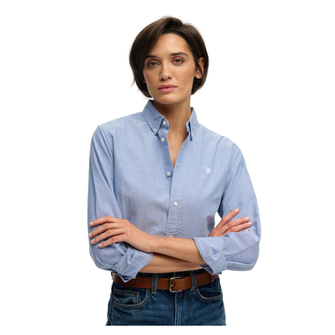 SUPERDRY SLIM OXFORD BD LS W SHIRT - Azzurro - immagine principale