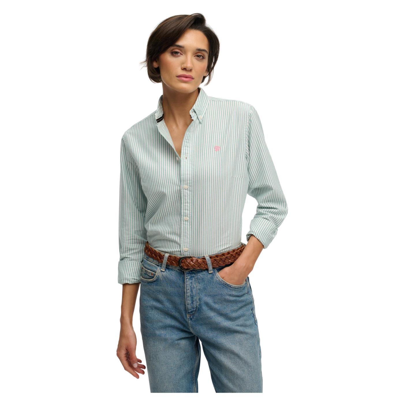 SUPERDRY SLIM OXFORD BD LS W SHIRT - Verde - immagine principale