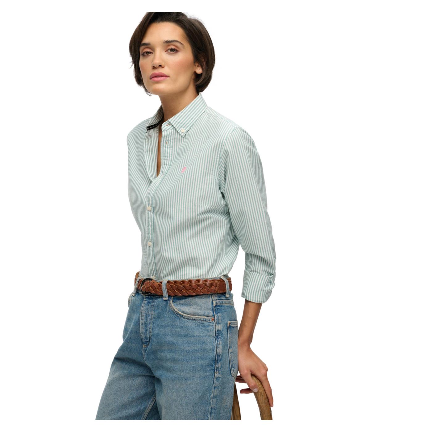 SUPERDRY SLIM OXFORD BD LS W SHIRT - Verde - vista 3