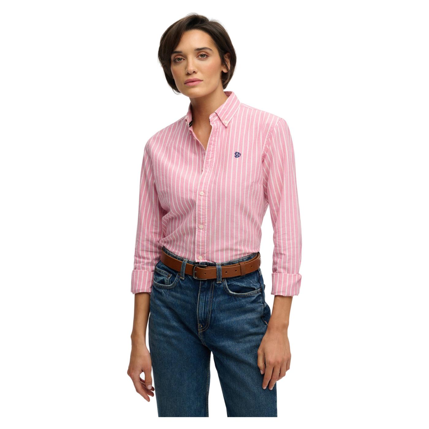 SUPERDRY SLIM OXFORD BD LS W SHIRT - Rosa - immagine principale