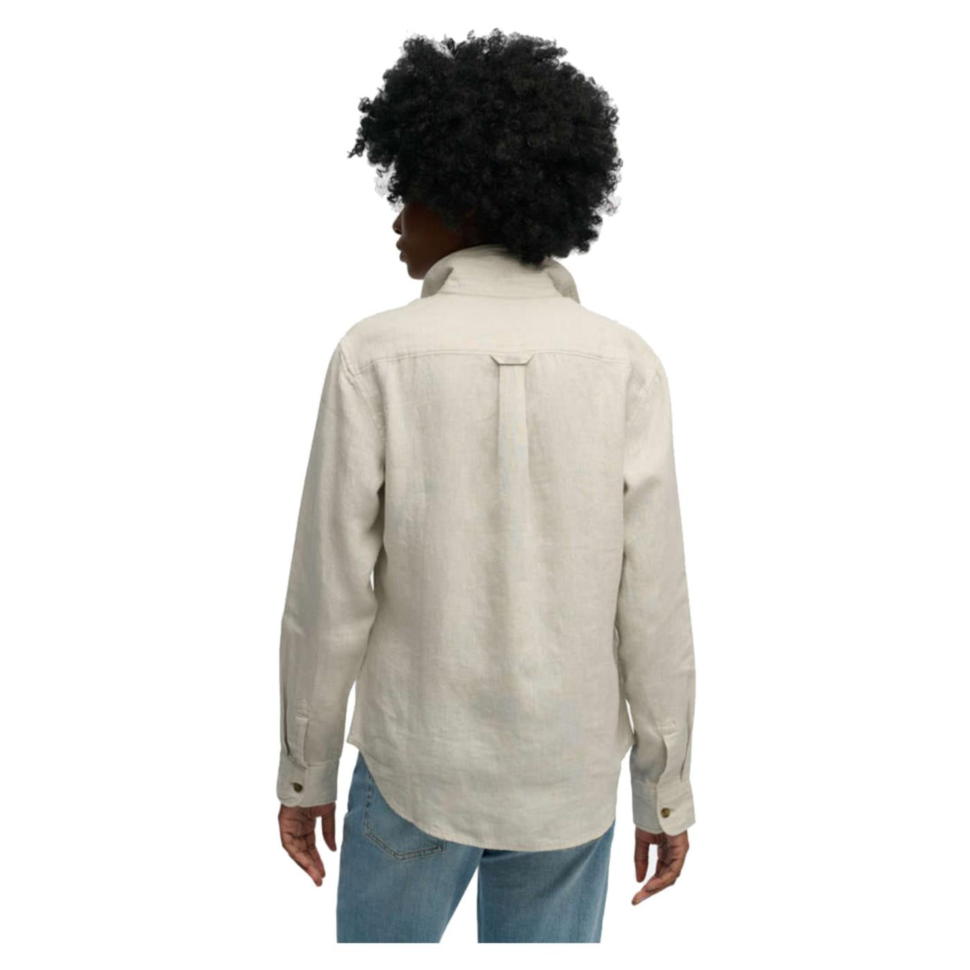 SUPERDRY LINEN BOYFRIEND SHIRT - Beige - vista 2