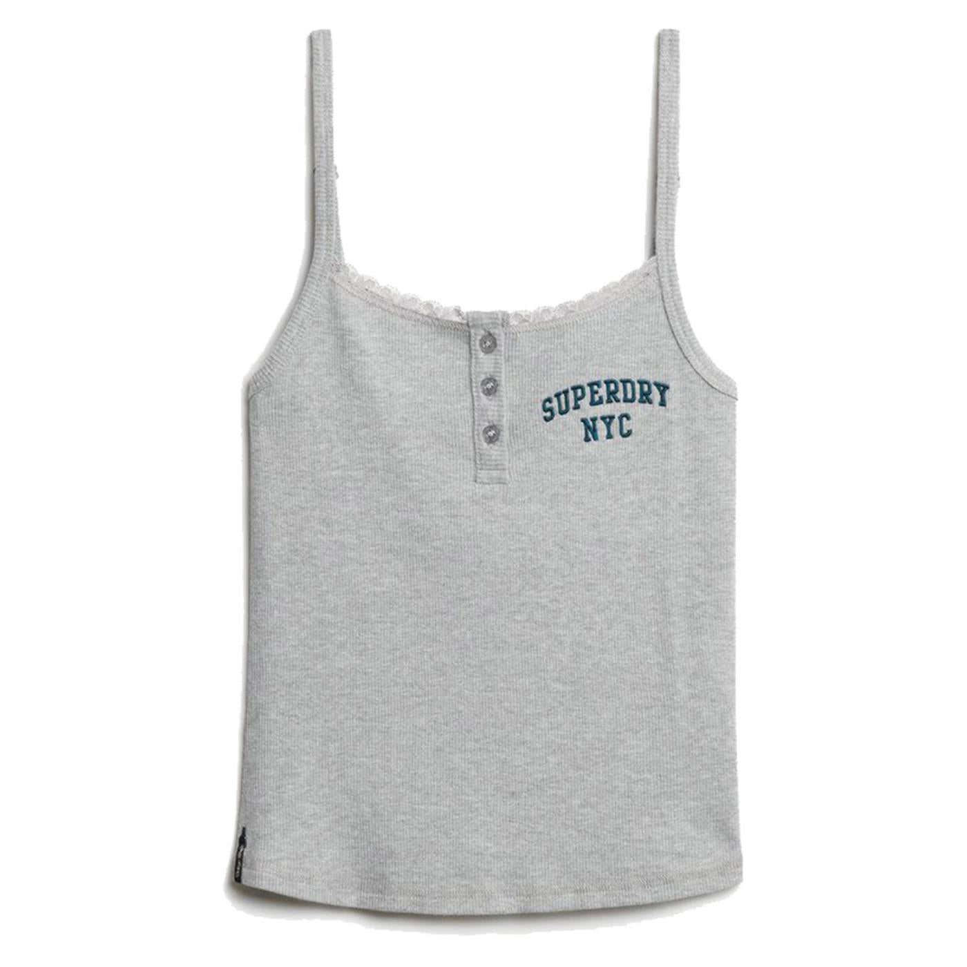 SUPERDRY ATH EMBROIDER BUTTON CAMI - Grigio chiaro - vista 4