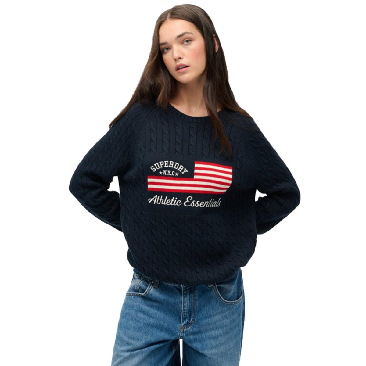 SUPERDRY SLOUCHY CABLE FLAG KNIT W - seconda immagine