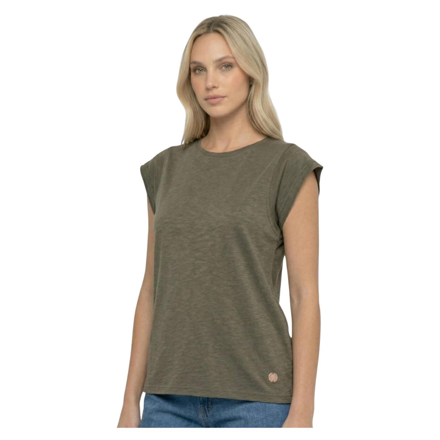 LEONE T-SHIRT W COTONE FIAMMATO - Militare - immagine principale