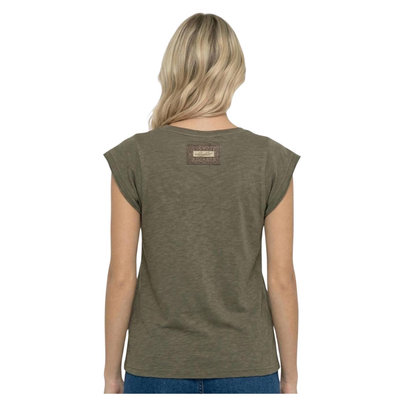 LEONE T-SHIRT W COTONE FIAMMATO - Militare - vista 4