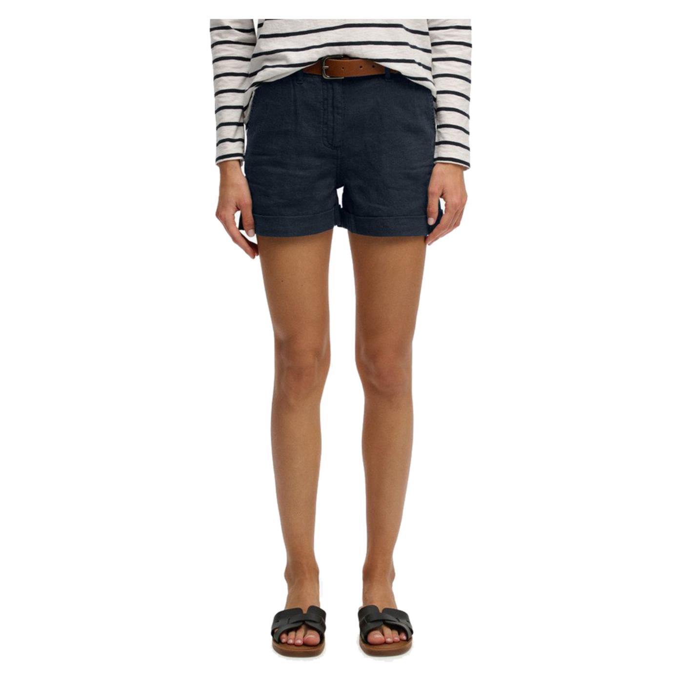 SUPERDRY MID RISE LINEN SHORT - Blu - immagine principale