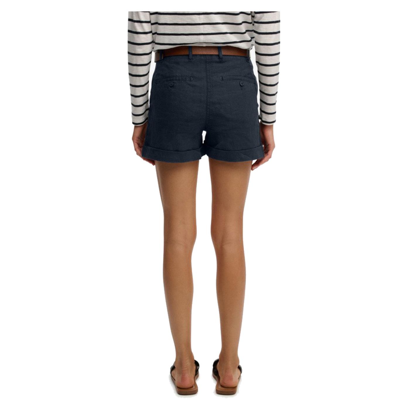 SUPERDRY MID RISE LINEN SHORT - Blu - vista 2