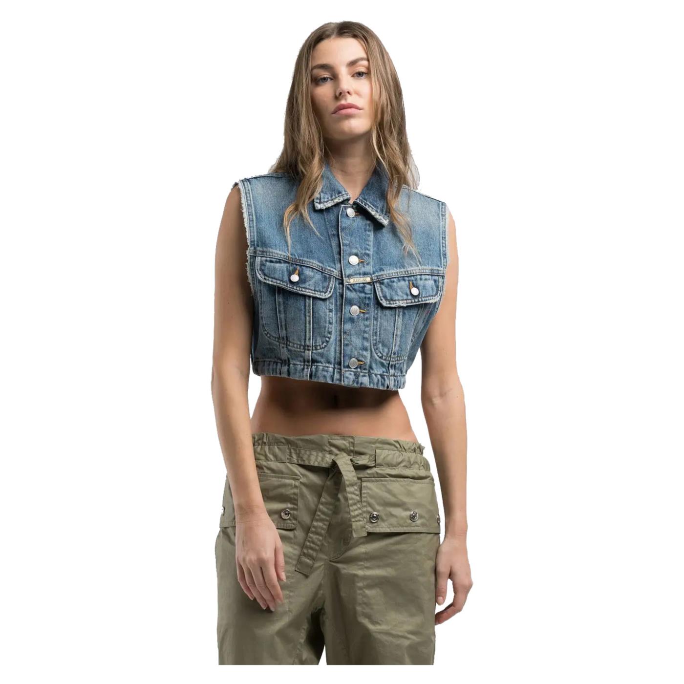 REPLAY CROPPED DENIM VEST
