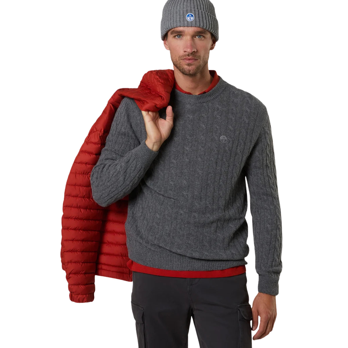 NORTH SAILS CREWNECK 7GG KNITWEAR - Grigio scuro - immagine principale