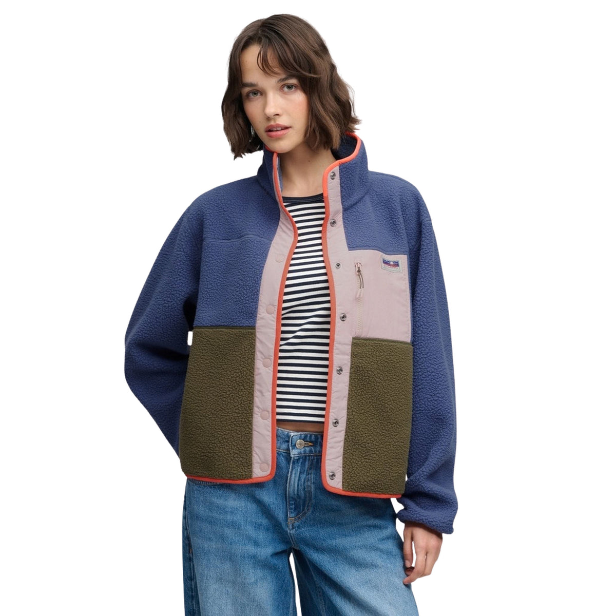 SUPERDRY W COLOUR BLOCK FLEECE JKT