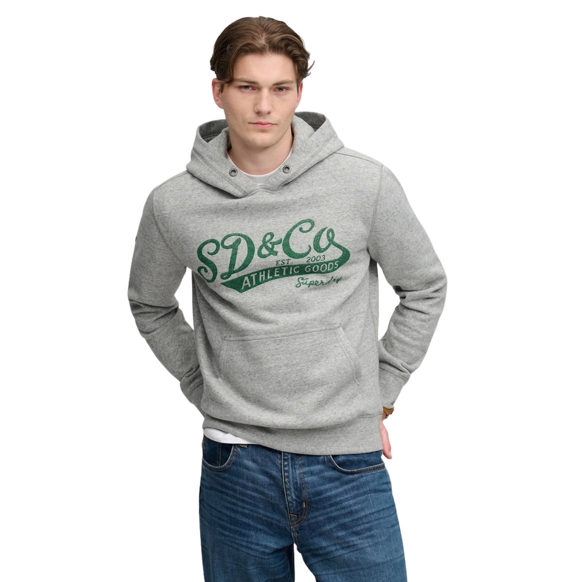 SUPERDRY VINTAGE SCRIPT HOOD - Grigio chiaro - immagine principale