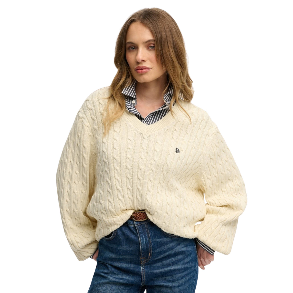 SUPERDRY OVERSIZED CABLE V JUMPER