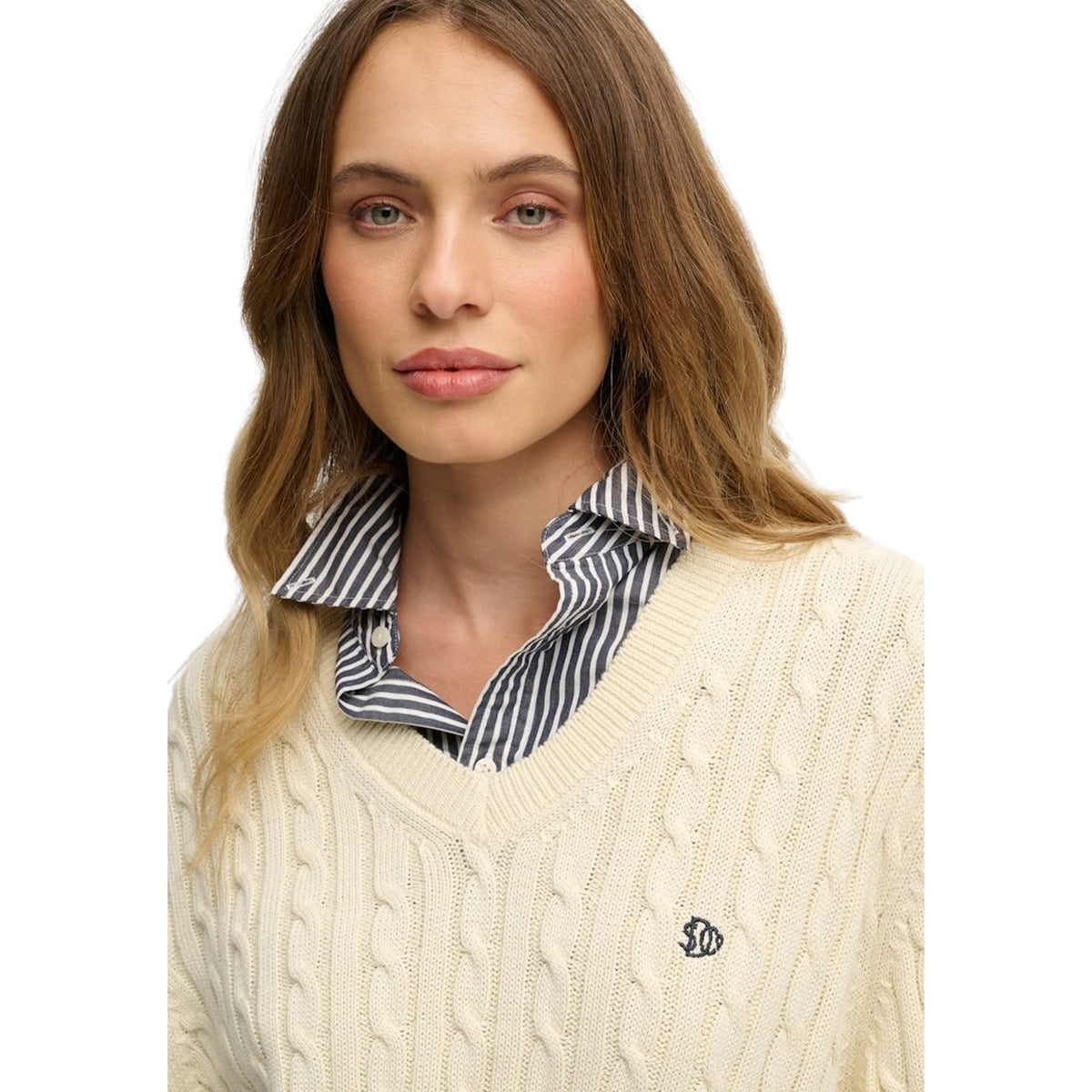 SUPERDRY OVERSIZED CABLE V JUMPER - seconda immagine