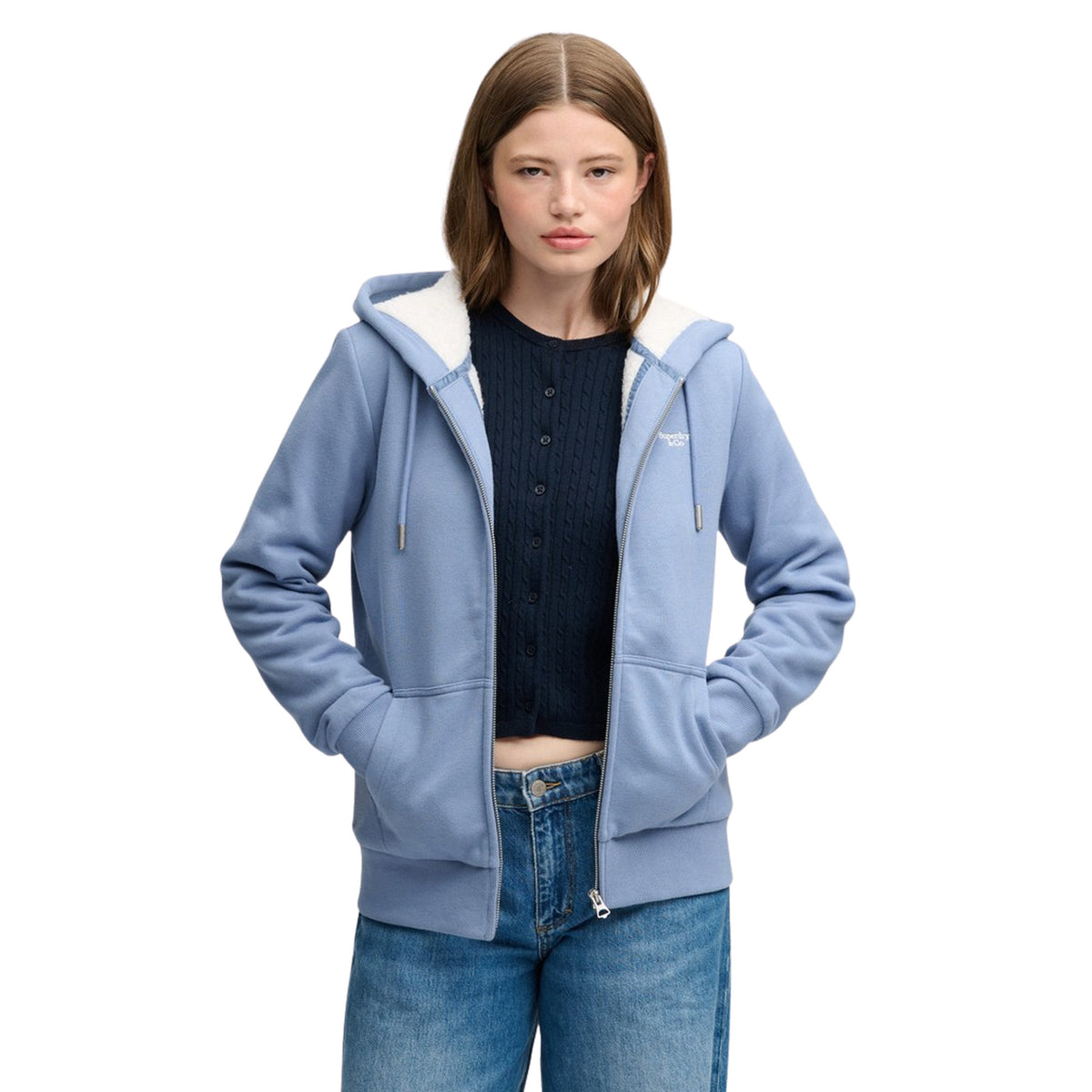 SUPERDRY SIGNATURE EMB BORG HOODY - Azzurro - immagine principale