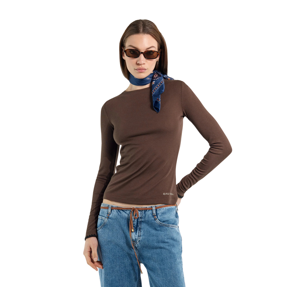 GAS HANIKE ML WOMAN TEE - Marrone scuro - immagine principale